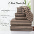 8 Set-2 Towels,2 Towels,4 600GMS Pcs Polyester Brown Cabana Stripe Large Bath Towel Bathroom Hand Washcloths