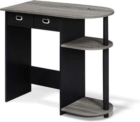 Furinno Go Green Home Laptop Computer Desk/Table with 2 Drawer Bins, French Oak Grey/Black