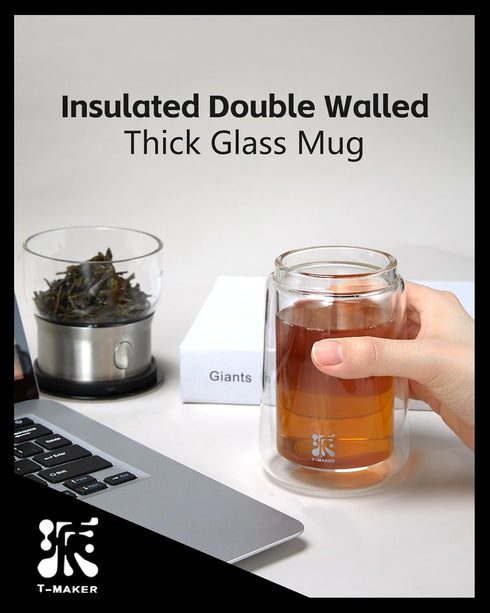 ZENS Modern Glass Tea Infuser Teapot, Smart One Touch Tea Maker for Loose Tea Diffusers with Insulated Mug and Portable