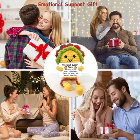 AicooFest Positive Crochet Taco Emotional Support Taco Plush Mothers Day Graduation Teacher Appreciation Nurses Week