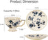 KAMMAK Set 2, 6.8-Ounce Tea Cups and Saucers of Porcelain Coffee Cups, Stackable Espresso Mugs, Ceramic Demitasse