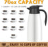 70oz Thermal Coffee Carafe, Insulated Coffee Thermos Airpot, Double Walled Vacuum Flask for Hot Beverage Dispenser