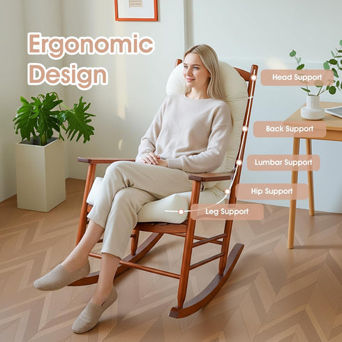 Set Rocking Chair Cushion Indoor Large Chair Pads with Ties Extra Lumbar Pillow Premium Dutch Velvet High Resilience