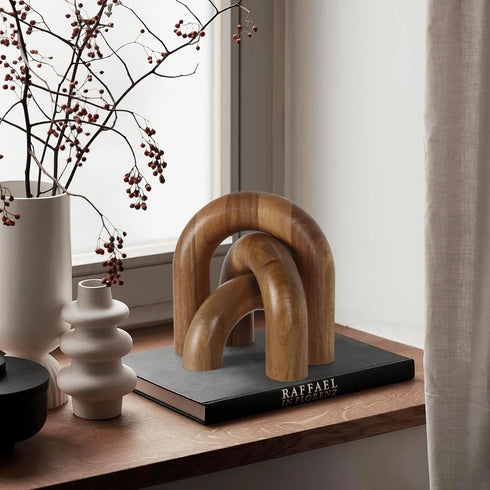 3 Oakrain Pcs Wood Shelf Decor Aesthetic, Modern Aesthetic Home Decor Accent, Decorative Object for Coffee Table, Book