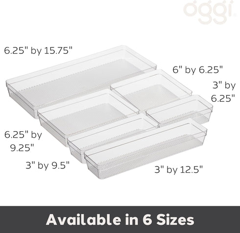 Oggi Clear Drawer Organizer - 3" X 12.5" - Ideal for Organizing Kitchen Drawers, Office, Desk, and Cosmetics