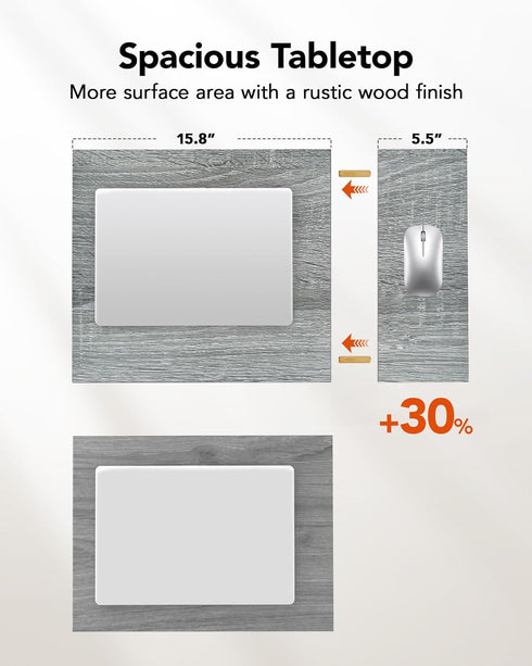Pipishell C-Shaped Side Table, C Table for Sofa with Two-Piece Desktop & Metal Frame, Large Surface End Table