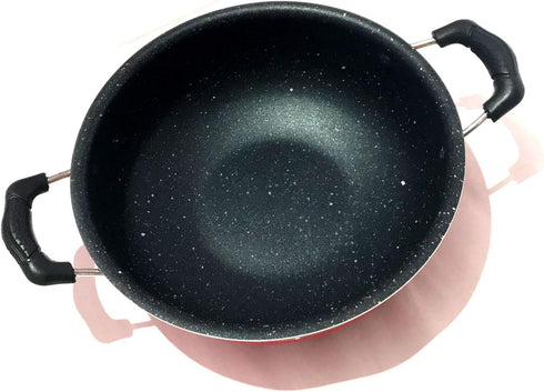 Non Stick Kadai with Stainless Steel Lid, Deep Fry Kadai, Multipurpose Aluminium Cooking Pan