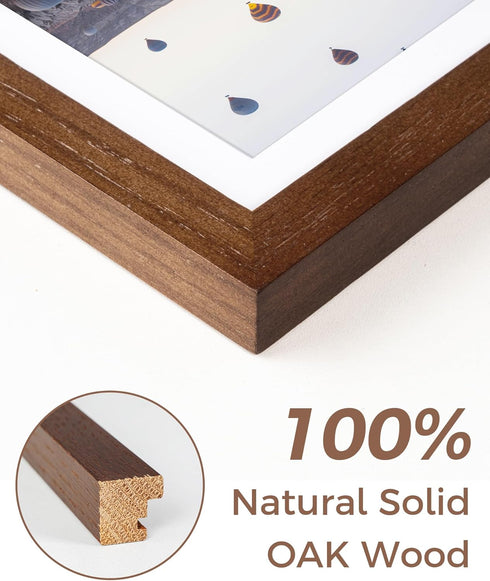 8x10 5x7 8x10 1 Pack Marsmiles Wooden Picture Frame, USA-Sourced Natural Oak Solid Wood Photo Frame with Plexiglass