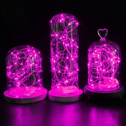 CYLAPEX 6 Pack Pink Fairy Lights, Battery Operated LED Starry String Lights, 3.3ft, 20 LEDs Silvery Copper Wire