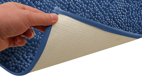 Non-Slip Bath Rug, Extra Soft Microfiber Shag Carpet, Fast Dry Shower Mat, Machine Washable (Navy Blue)