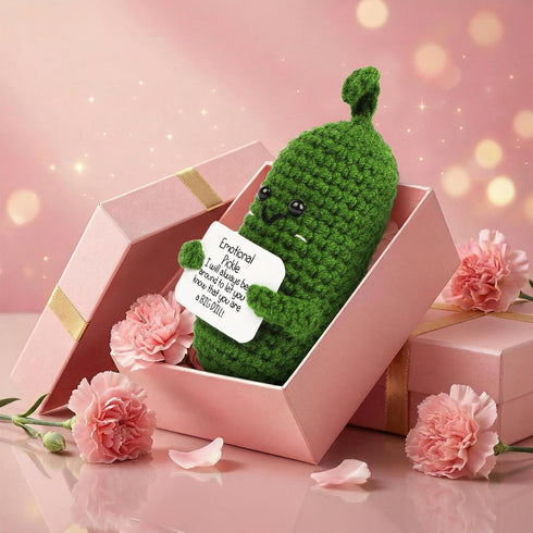 Hoedia Emotional Pickle Small Mothers Day Easter Gifts for Women Men Her Him, Crochet Cucumber Cute Funny Inspirational