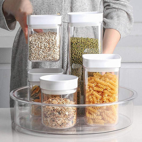 Greenco 12" Lazy Susan Turntable, Clear Plastic Storage Organizer with Dividers for Kitchen, Spice Rack, and Countertop