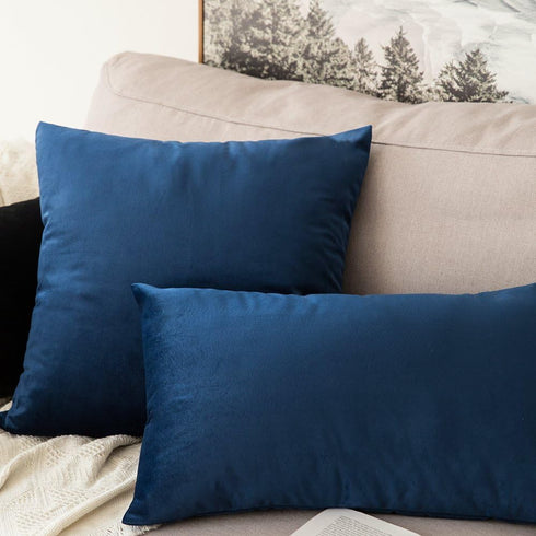 MIULEE Velvet Pillow Cover, Soft Luxury Decorative Throw Pillow Cover, 12x20 Inch Dark Blue for Couch Sofa Bedroom