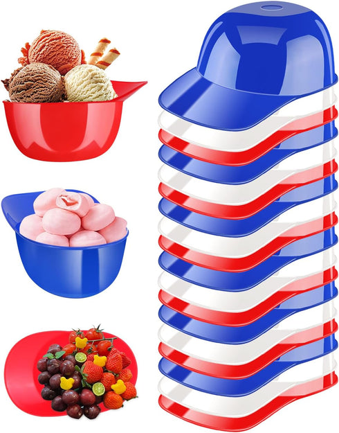 18PCS Mini Baseball Helmet Ice Cream Snack Bowl, 8 oz Plastic Cups for Birthday Party Supplies