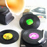 Funny Retro Vinyl Record Coasters for Drinks, Set of 6 with Vinyl Record Player Holder for Music Lovers, Gift Ideas
