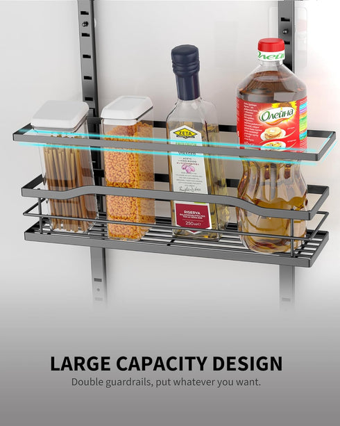 Moforoco 6-Tier Over The Door Pantry Organizer, Black Hanging Basket Cabinet Door Wall Spice Rack Shelves