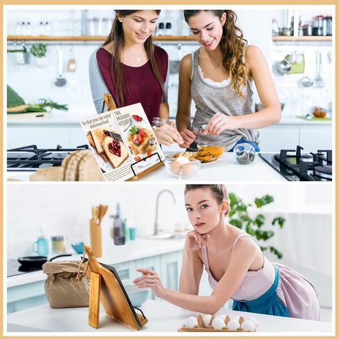 Best Friend Birthday Gifts for Women: Bamboo Cookbook Stand, Inspirational Kitchen Gift for Friends