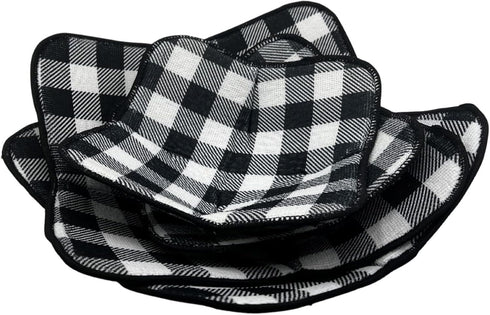 4 Pieces Microwave Bowl Holders Set, Heat Resistant Potholder Protector, Large Hot Pads, Black & White Plaid