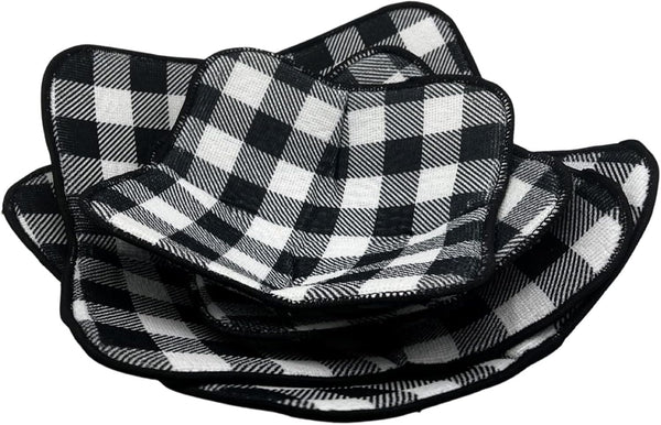 4 Pieces Microwave Bowl Holders Set, Heat Resistant Potholder Protector, Large Hot Pads, Black & White Plaid