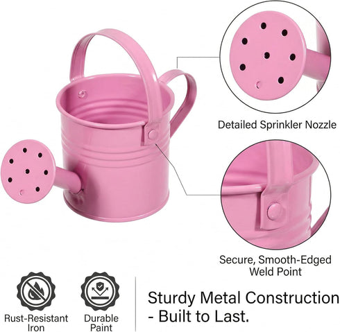 5 Pack 6oz Small Metal Watering Can for Kids, Mini Plant Water Pot for Indoor Outdoor Gardening, Cute Toddler Beach