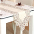 15" 69" X Vintage Flower Embroidered Table Runner, Classic Polyester Lace Cream Floral Dresser Scarves Party Dining