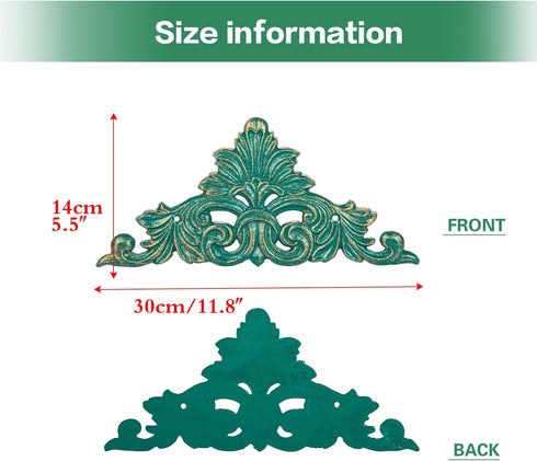 Sungmor Victorian Style Cast Iron Wall Plaque, Antique Green Fleur De Lis Design for Decorative Home Decor