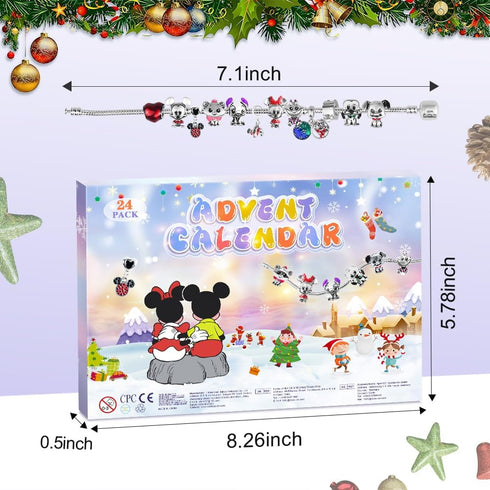 Advent Calendar 2024 for Teen Girls, 24 Days of Christmas Countdown with 2 DIY Bracelets, 1 Necklace, and 22 Charms