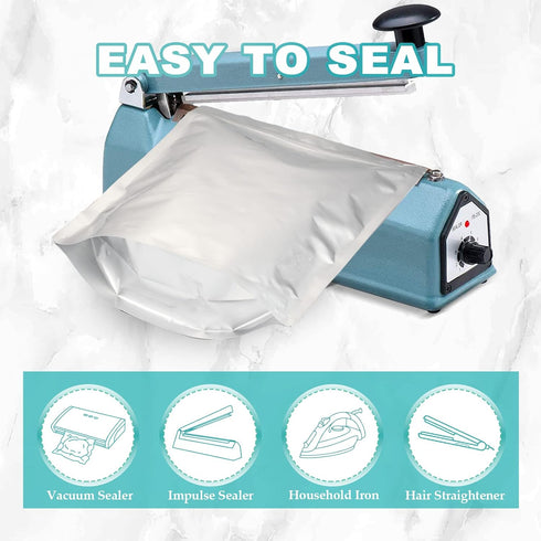 50pcs 1 10 10"x14" Storage(10"x14", Gallon Mylar Bags for Food Storage, Mil Stand-Up Zipper Pouches Resealable and Heat