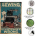 Yepzoer Cat Kitty Sewing Retro Style Bar Sign Wall Art Decor, Sewing Because Murder is Wrong, 12x8 inch Metal Sign
