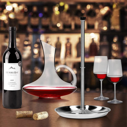 Wine Decanter Drying Stand with Silicone Head, Detachable Shelf Rack Holder with Drip Catching Base (Decanter Not
