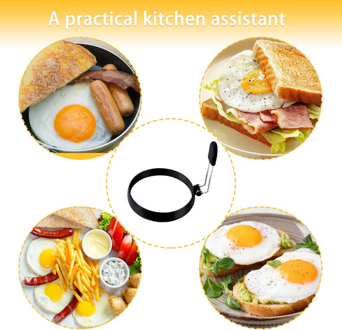 YOLCAR 2 Pack Black Nonstick Silicone Egg Rings, Upgraded Leak-proof Liquid Egg Bite Mold, Egg Mold for Frying eggs