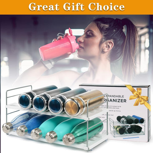 2 Water Bottle Organizer For Cabinet, Adjustable Tumbler Storage, Expandable Water Bottle Holder For Kitchen