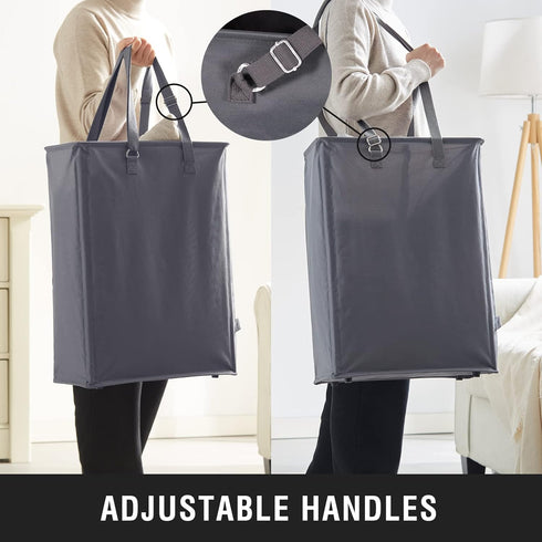 Slim Laundry Hamper with Adjustable Long Handles, 45L Small Laundry Baskets with Mesh Top, Narrow Dirty Clothes Hamper for Bedroom, Closet, and Bathroom - Grey by TECHMILLY