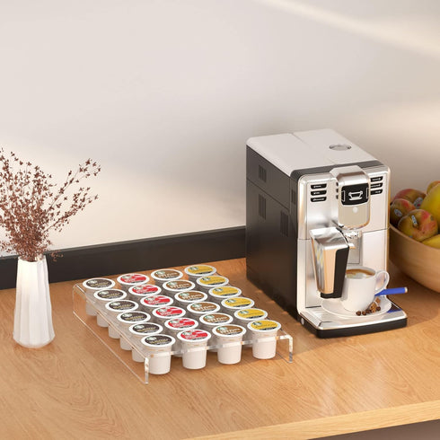 AITEE Acrylic K Cup Drawer Organizer, Clear K Cup Organizer Tray for Drawer or Countertop Storage, Holds 24 Coffee