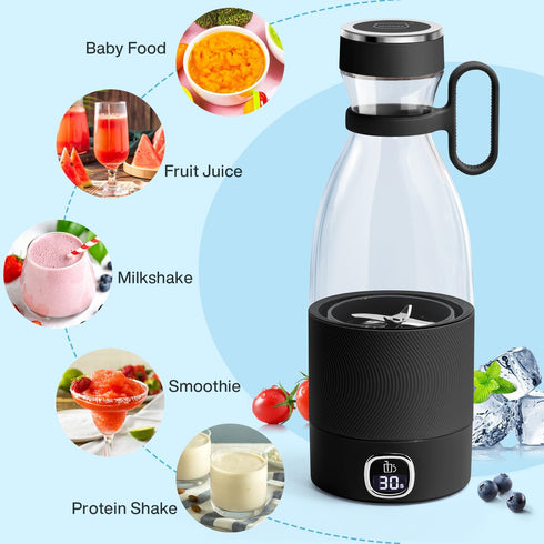 MIAOKE Portable Blender, 350ml Juicer Cup with 6 Blades for Juice Shakes and Smoothies, USB Rechargeable, 3000mAh
