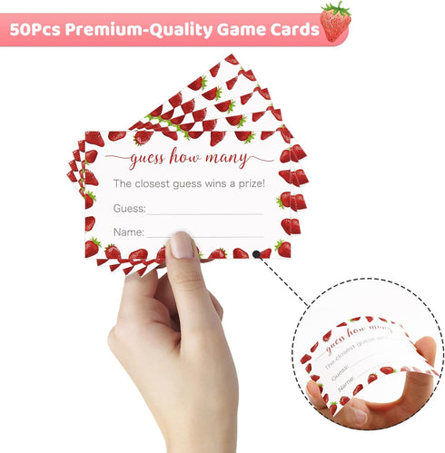 50Pcs Wedding(3.52.1'') Anwyll Guess How Many Game Cards Strawberry Guess How Many Baby Shower Games Cards Sweet