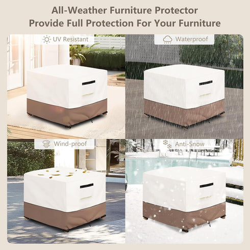 22W 22D 18H Inches Patio Ottoman Cover Waterproof Heavy Duty Square Outdoor Ottoman Covers, x x Patio Furniture