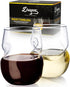 Dragon Glassware Stemless Wine Glasses - 16 oz Clear Short Wine Glasses Set of 2 with Finger Indentations