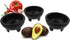 Enqargo Black 3-Legged Plastic Molcajete Salsa Bowls - 11 oz, 2 Pack for Dips and Sauces