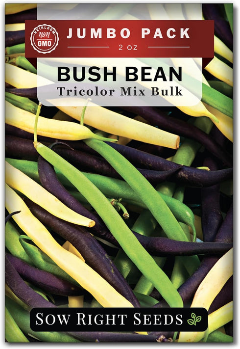Sow Right Seeds - Bulk Mixed Tricolor Bean Seeds for Planting -