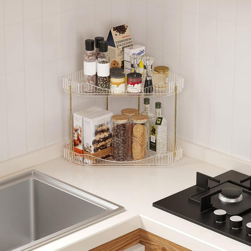 2-Tier Counter Countertop, 25 cm/10inch(H) Lifewit Corner Bathroom Organizer, Plastic Makeup Skincare Organizers