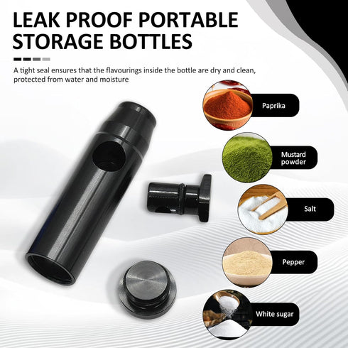 ROBOHOOK 3 Pack Metal Spice Dispenser, Portable Mini Leakproof Food Shaker, Waterproof outdoor Pepper Camping Spice