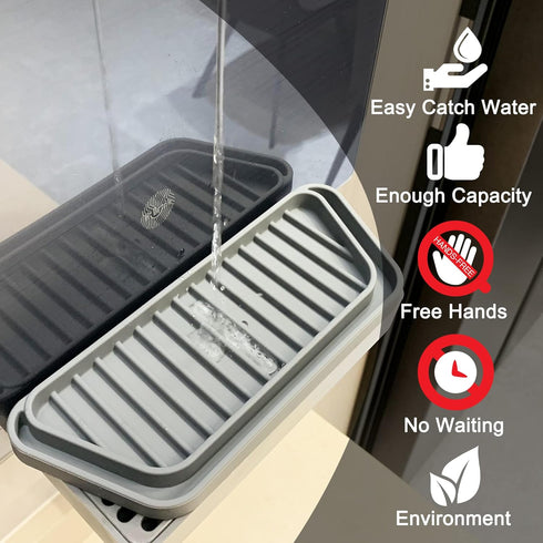 KindGa Refrigerator Drip Catcher Tray, Protector Ice and Water Dispenser Pan, Fridge Spills Water Pad Catch Basin for