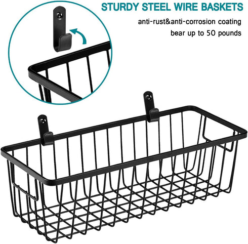 SheeChung Farmhouse Decor Metal Wire Bathroom Storage Organizer Basket Bins - for Cabinets, Shelves, Closets, Vanity