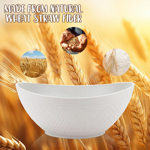 Wheat Straw Bowls Set of 2 - Unbreakable Salad Bowls, Plastic Dishwasher & Microwave Safe, Sturdy Kitchen Bowls for