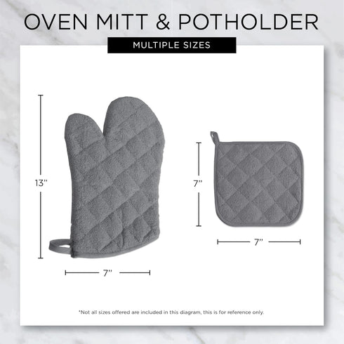 DII Basic Terry Collection Quilted Potholder, 100% Cotton, Aqua, 3 Piece
