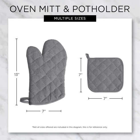 DII Basic Terry Collection Quilted Potholder, 100% Cotton, Mustard, 3 Piece