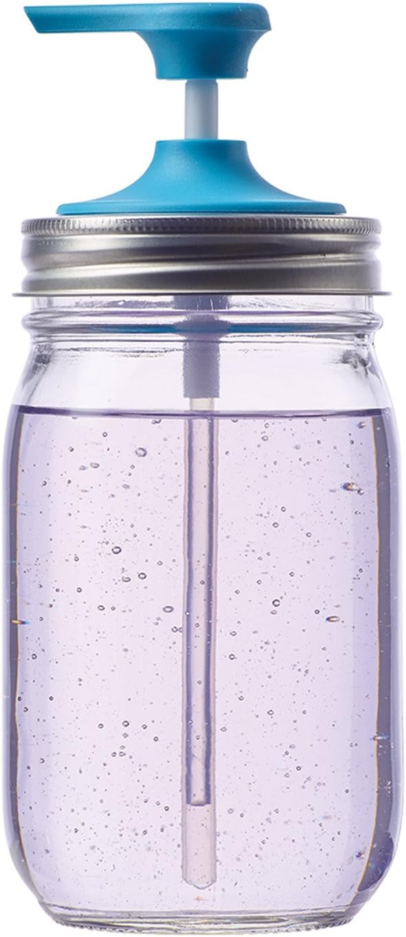 Jarware Soap Pump Lid for Regular Mouth Mason Jars - Blue