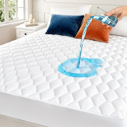 Full Size Mattress Protector Waterproof Washable Mattress Padded Cover Fitted Bed Protection