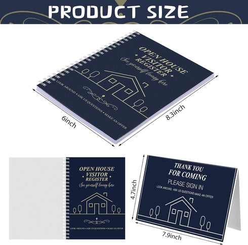2 Pieces Open House Visitor Register Guest Registry Sign with Thank You for Coming Tent Card for Real Estate Supplies